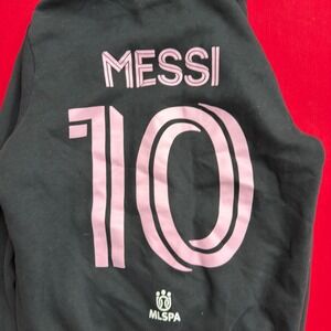 Lionel Messi Inter‎ Miami MLS Youth Full Zip Hoodie Black Pink Size 14/16 soccer